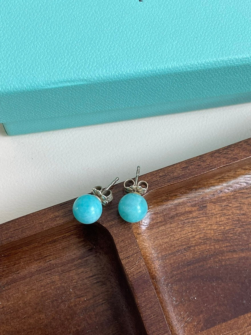 💕 Tiffany & Co. 925 Silver Amazonite Earrings #15818