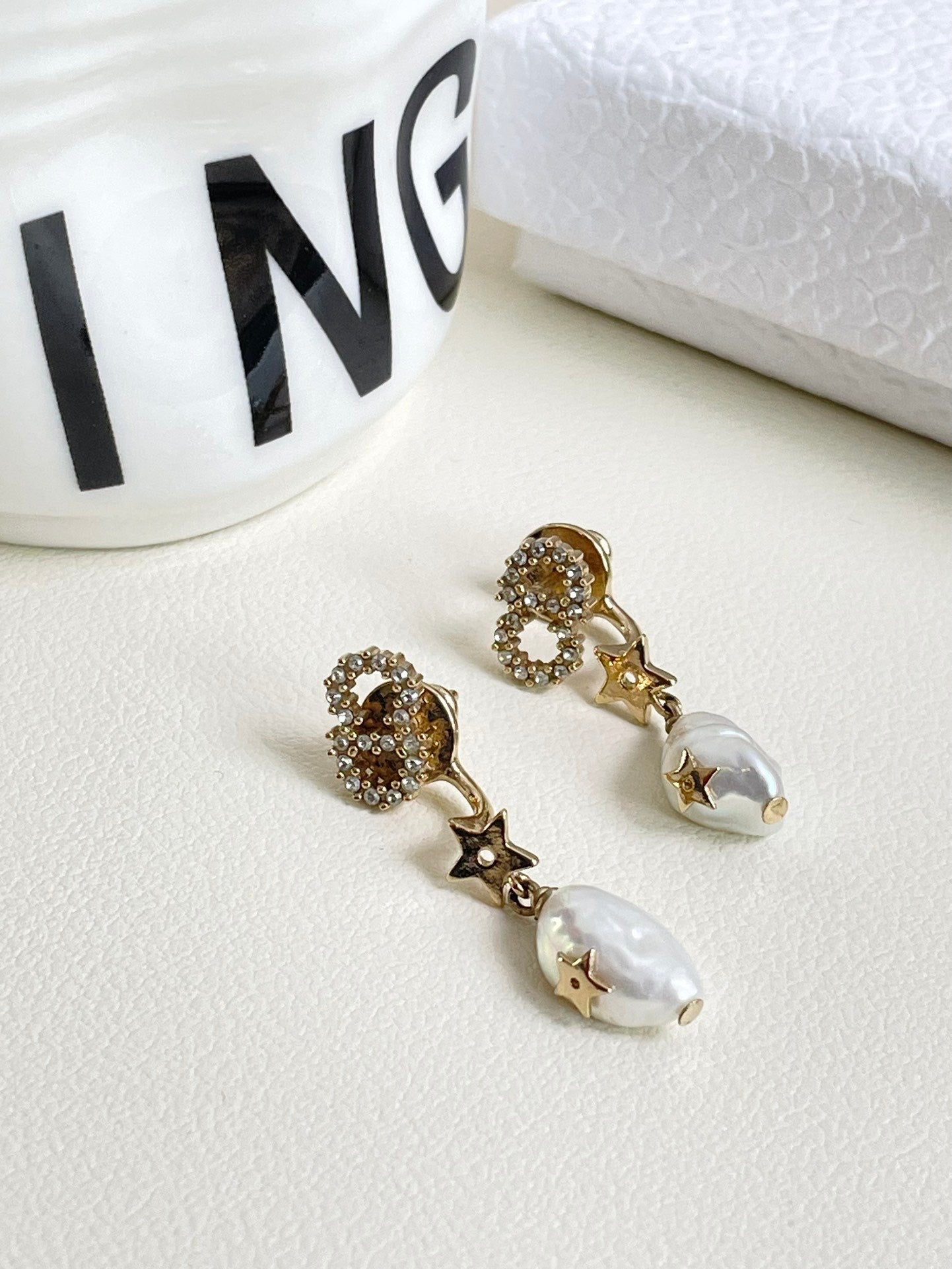 💕 Dior Star Pearl Drop Earrings #16131