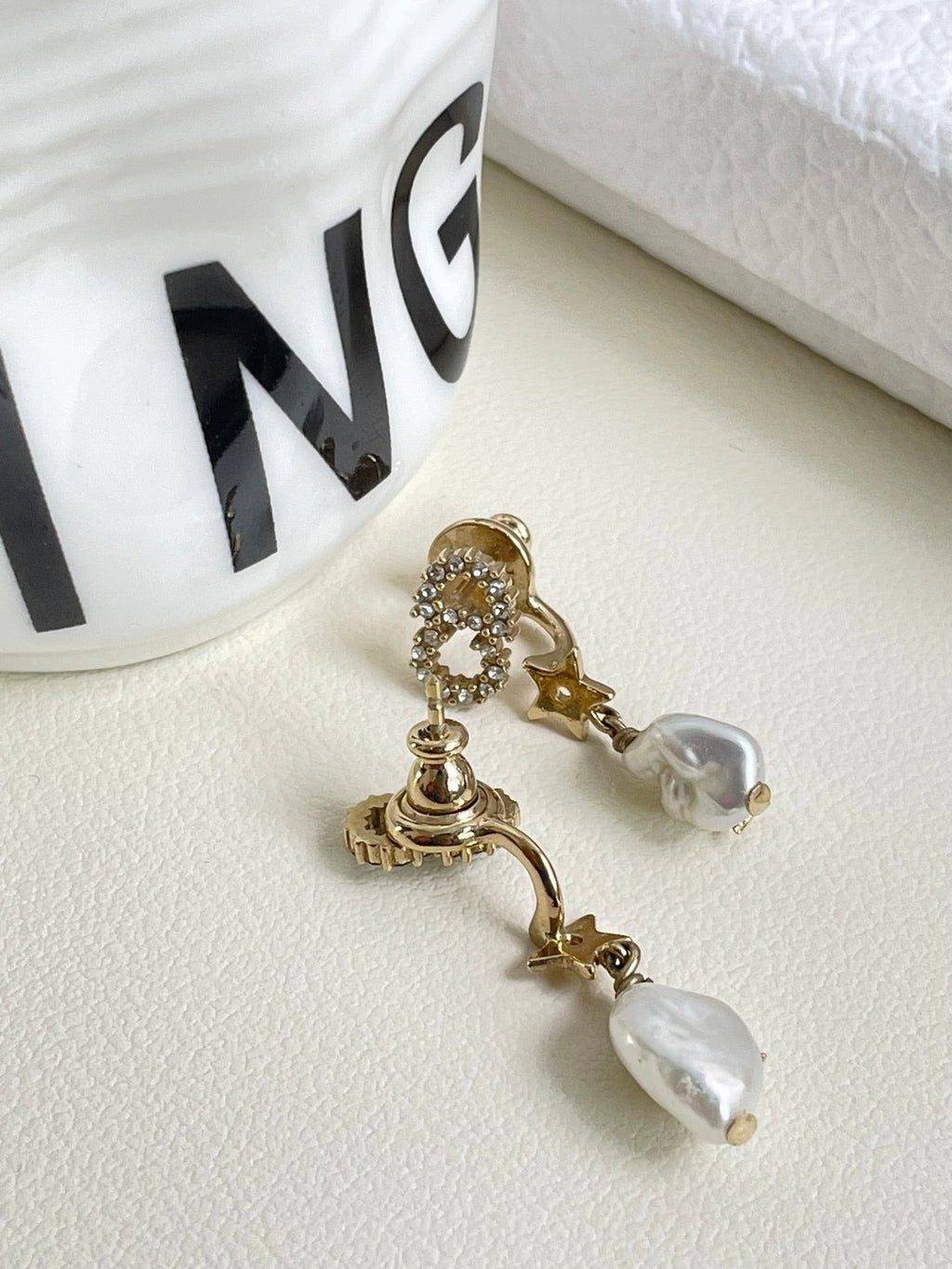 💕 Dior Star Pearl Drop Earrings #16131