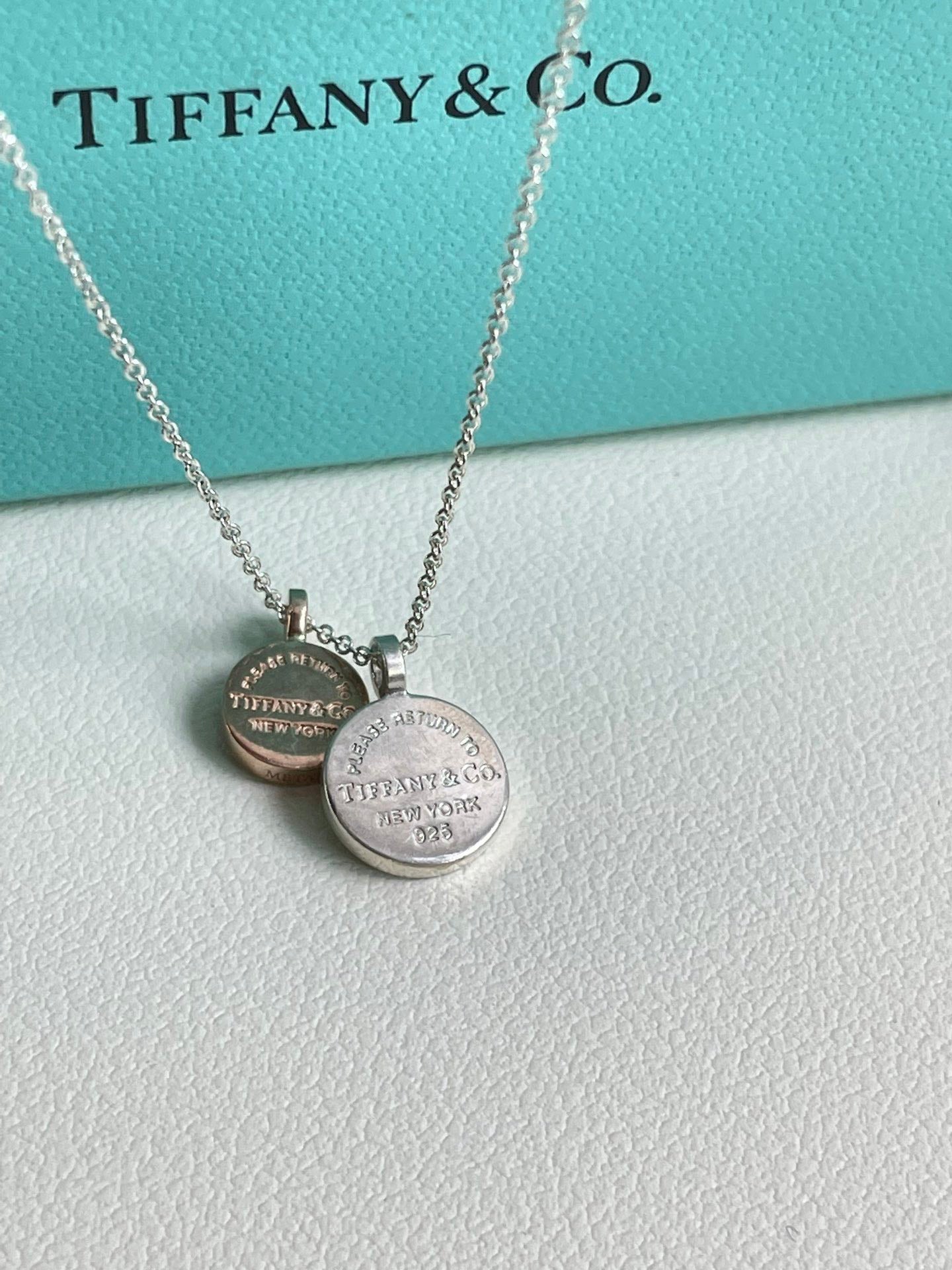 💕 Tiffany & Co. 925 Silver Circle Duo Necklace #16257