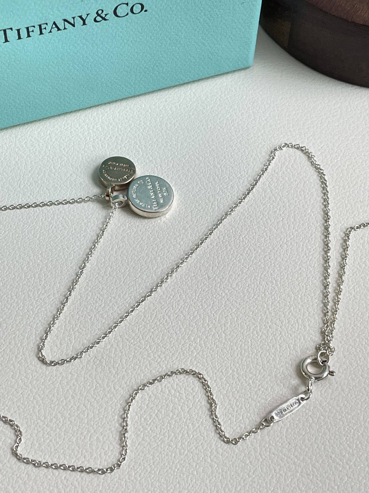 💕 Tiffany & Co. 925 Silver Circle Duo Necklace #16257
