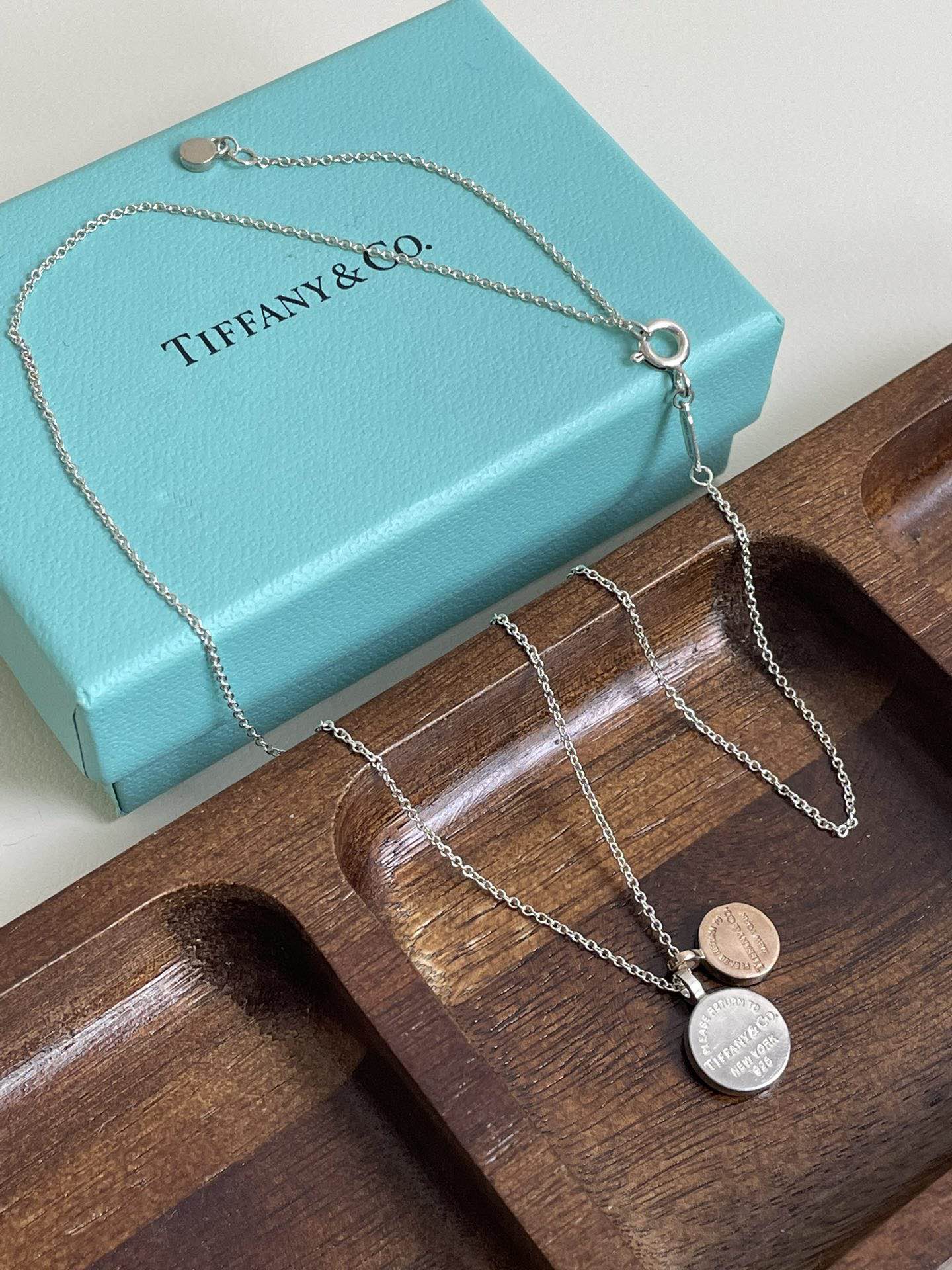 💕 Tiffany & Co. 925 Silver Circle Duo Necklace #16257