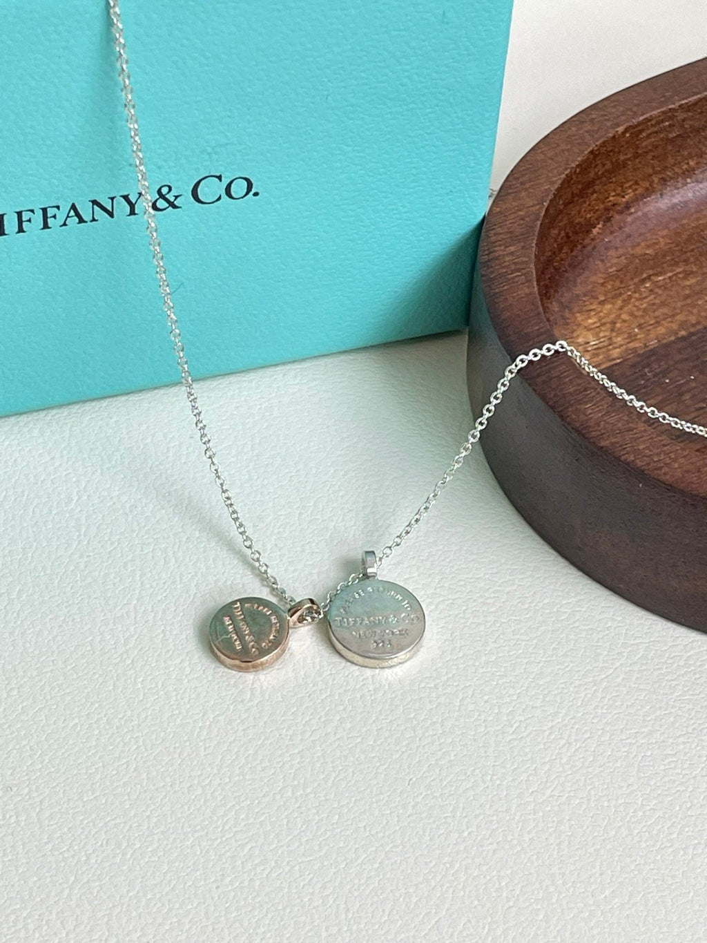 💕 Tiffany & Co. 925 Silver Circle Duo Necklace #16257