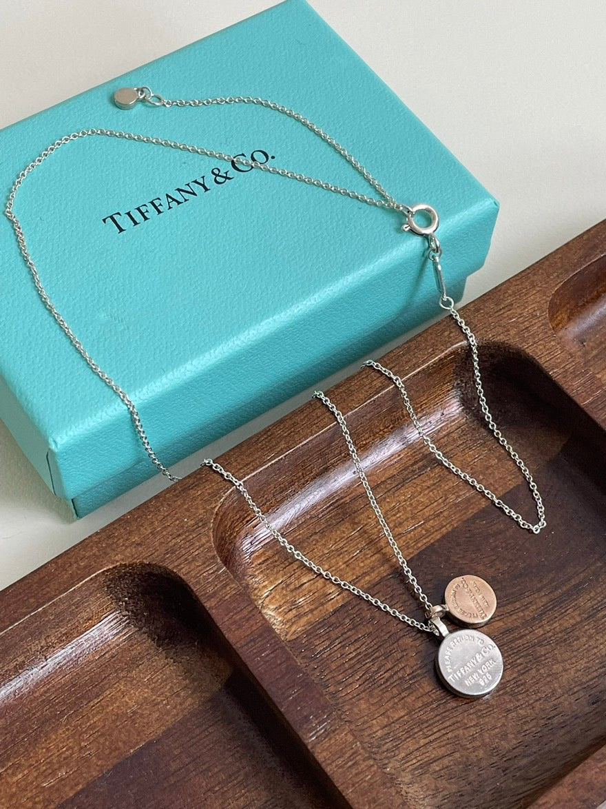💕 Tiffany & Co. 925 Silver Circle Duo Necklace #16257