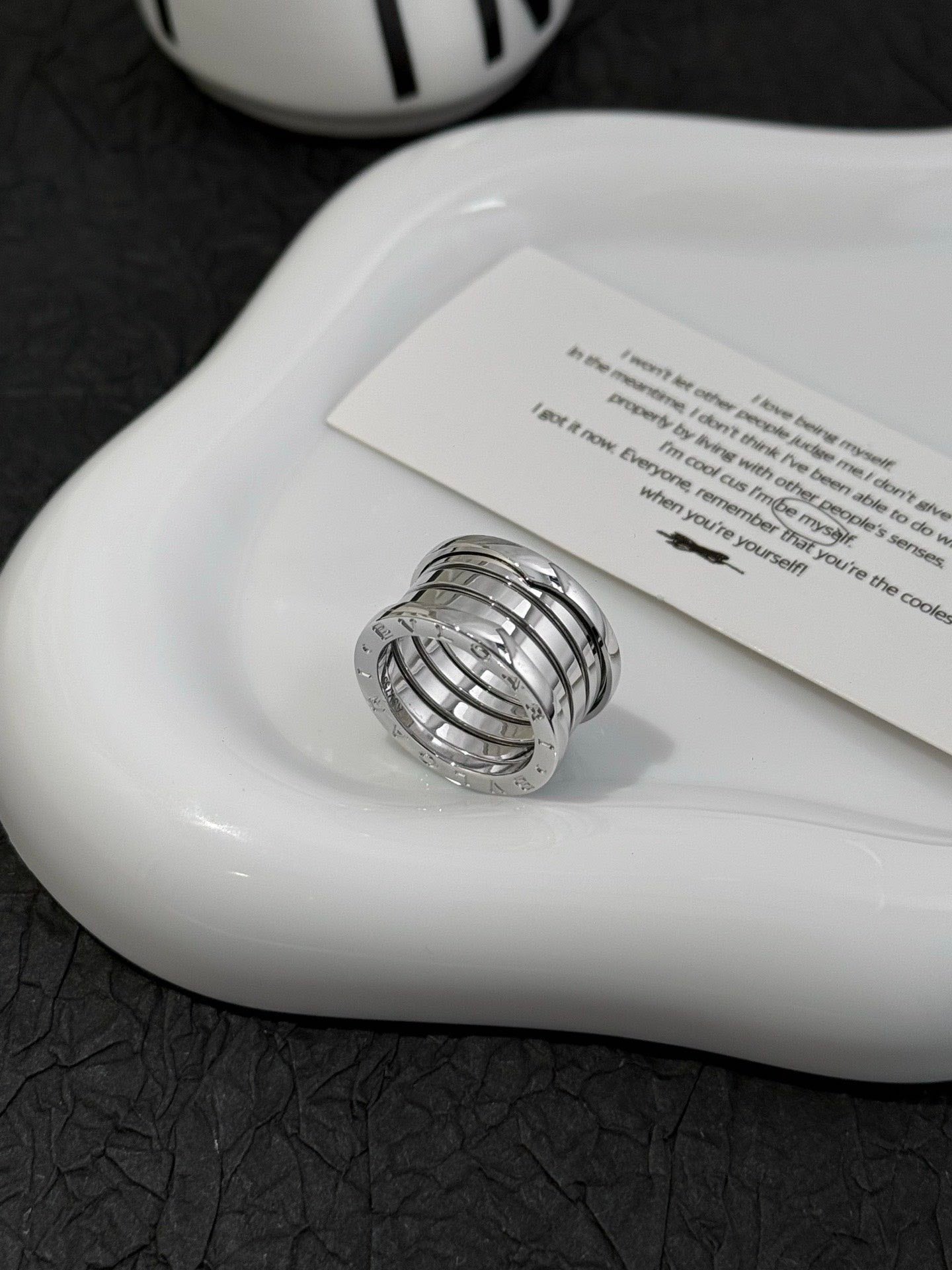 💕 BVLGARI B.Zero1 Ring (size 51) 18k White Gold #16194