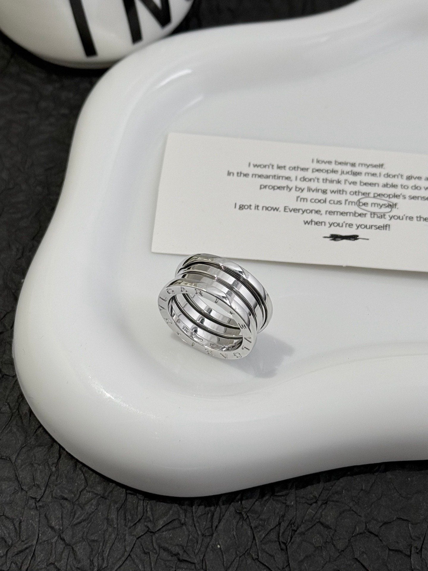 💕 BVLGARI B.Zero1 Ring (size 53) 18k White Gold #16192
