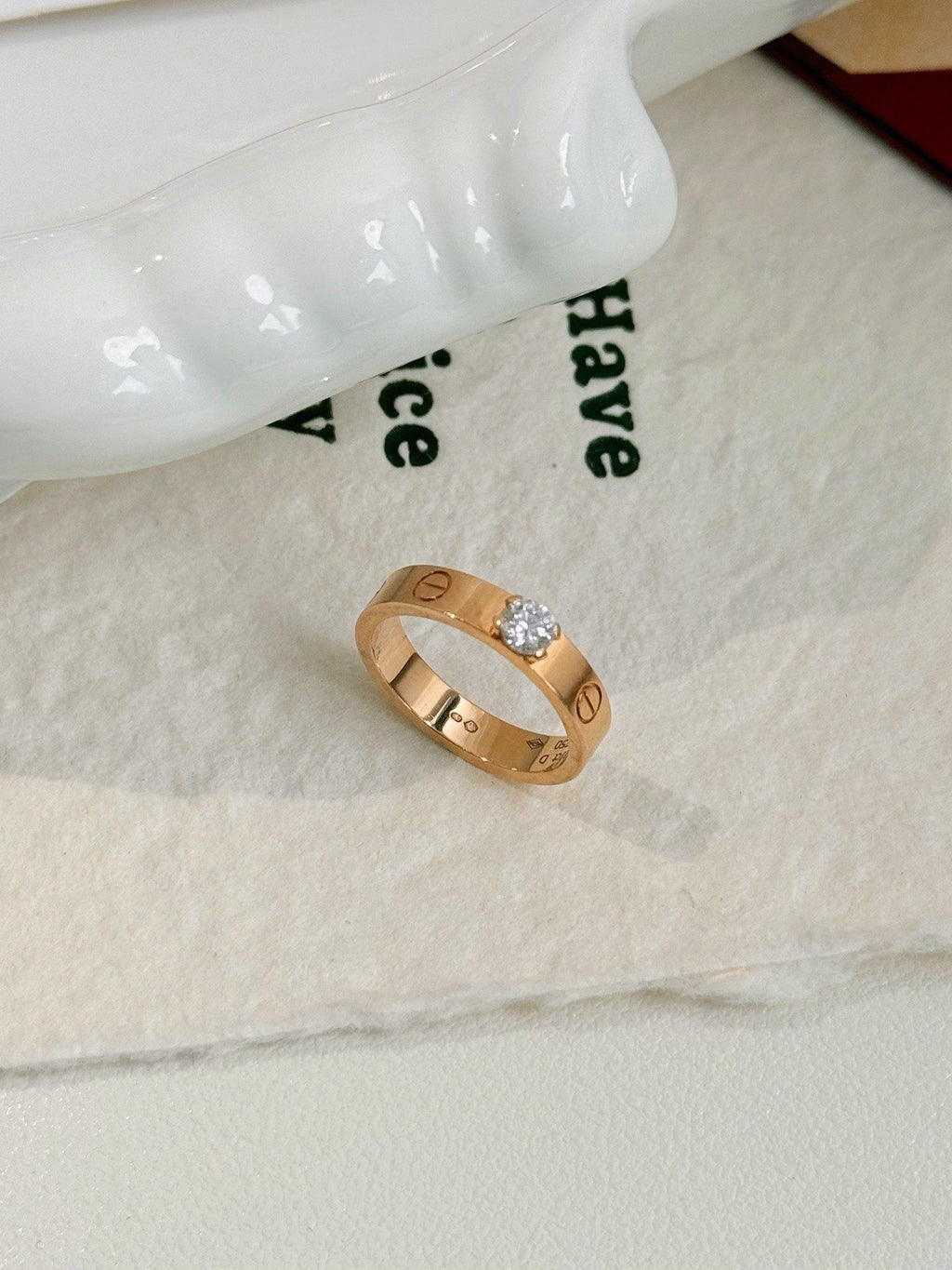 💕 Cartier Love Ring Single Diamond (size 51) 18k RoseGold #16066