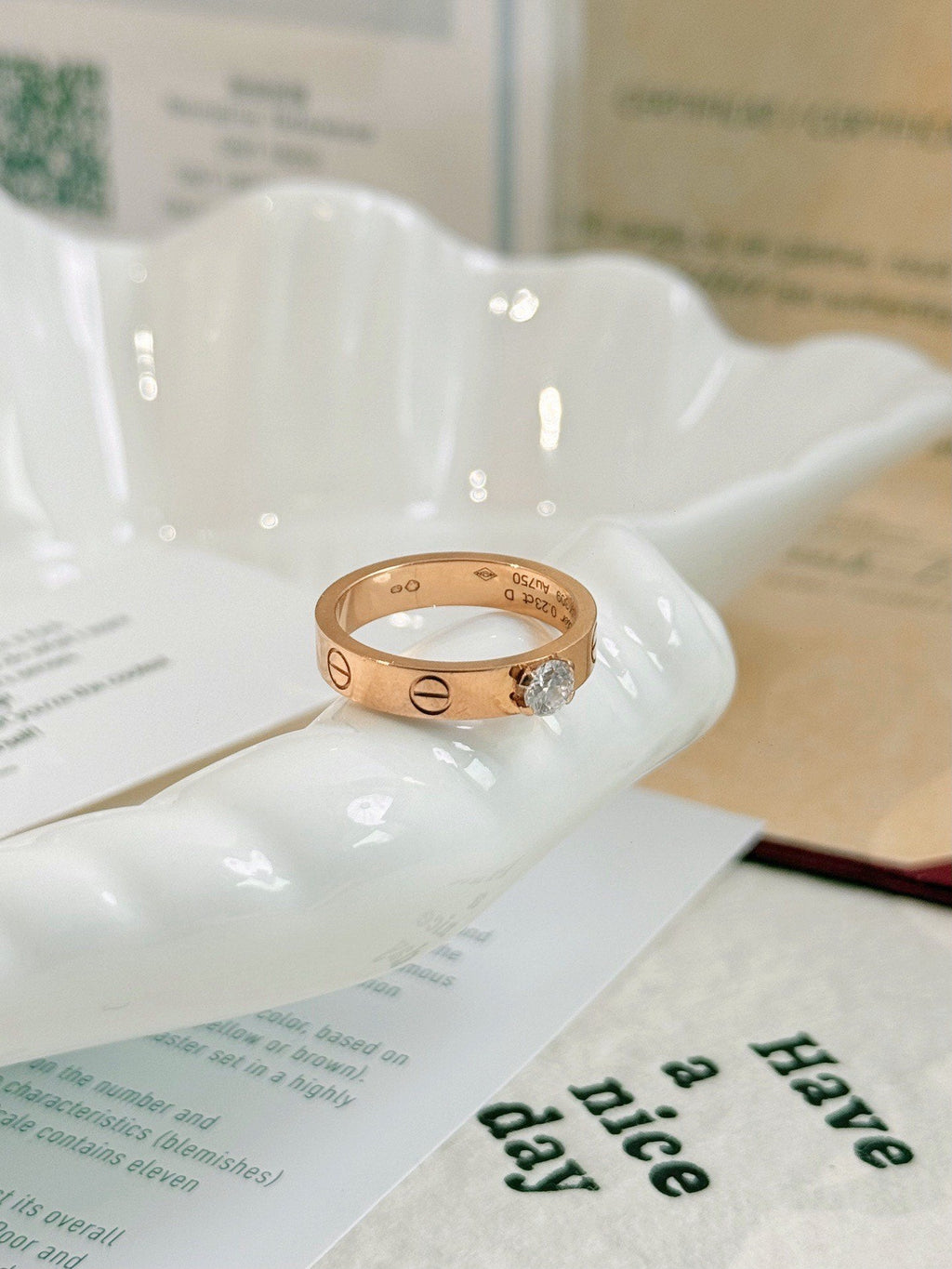 💕 Cartier Love Ring Single Diamond (size 51) 18k RoseGold #16066