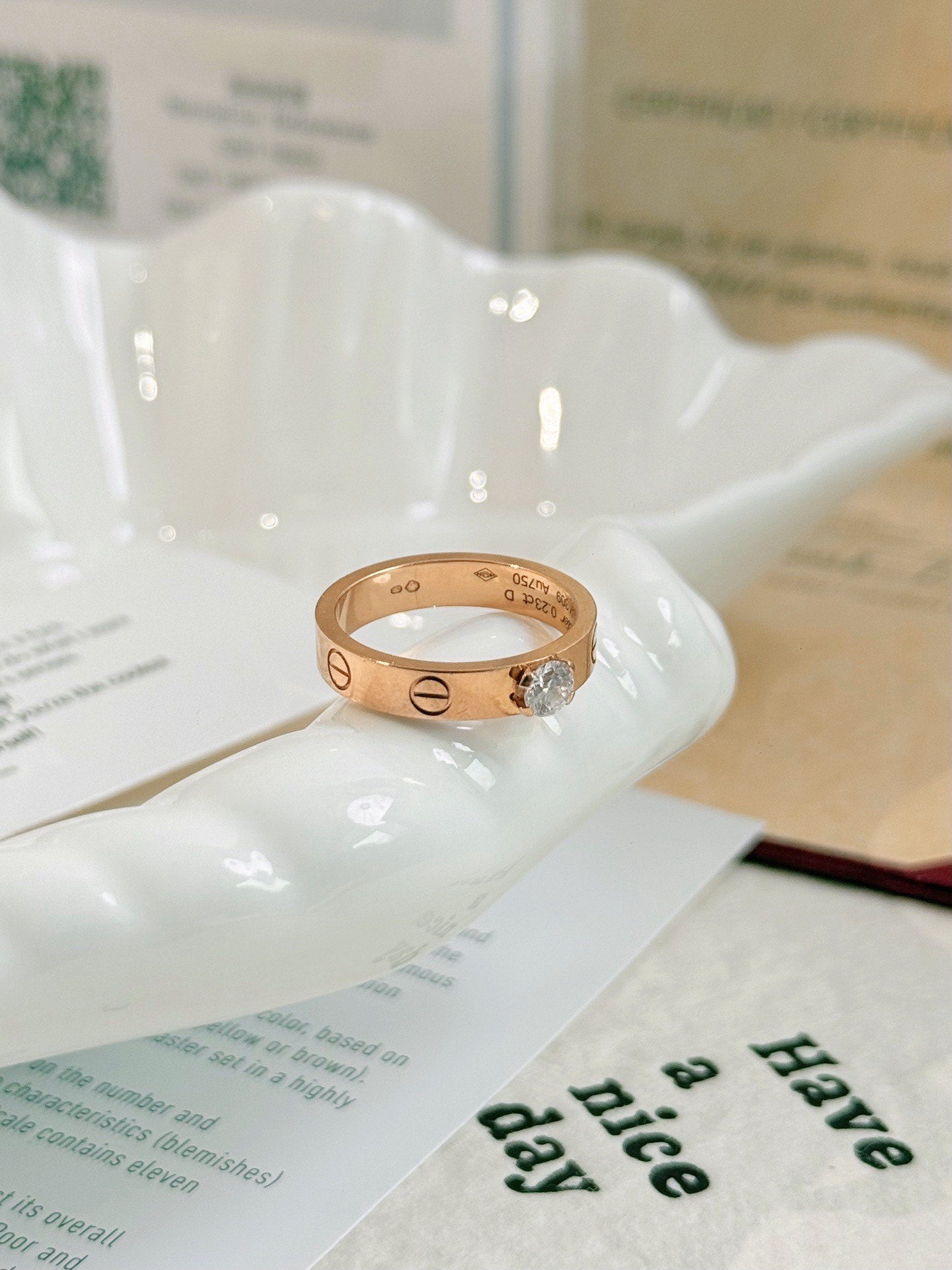 💕 Cartier Love Ring Single Diamond (size 51) 18k RoseGold #16066