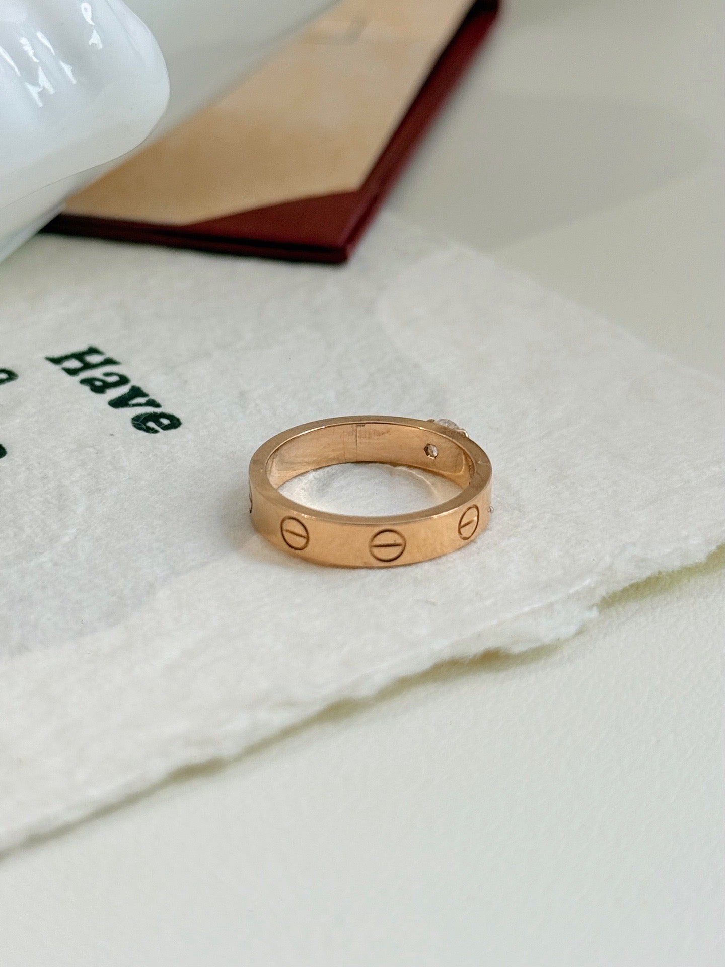 💕 Cartier Love Ring Single Diamond (size 51) 18k RoseGold #16066