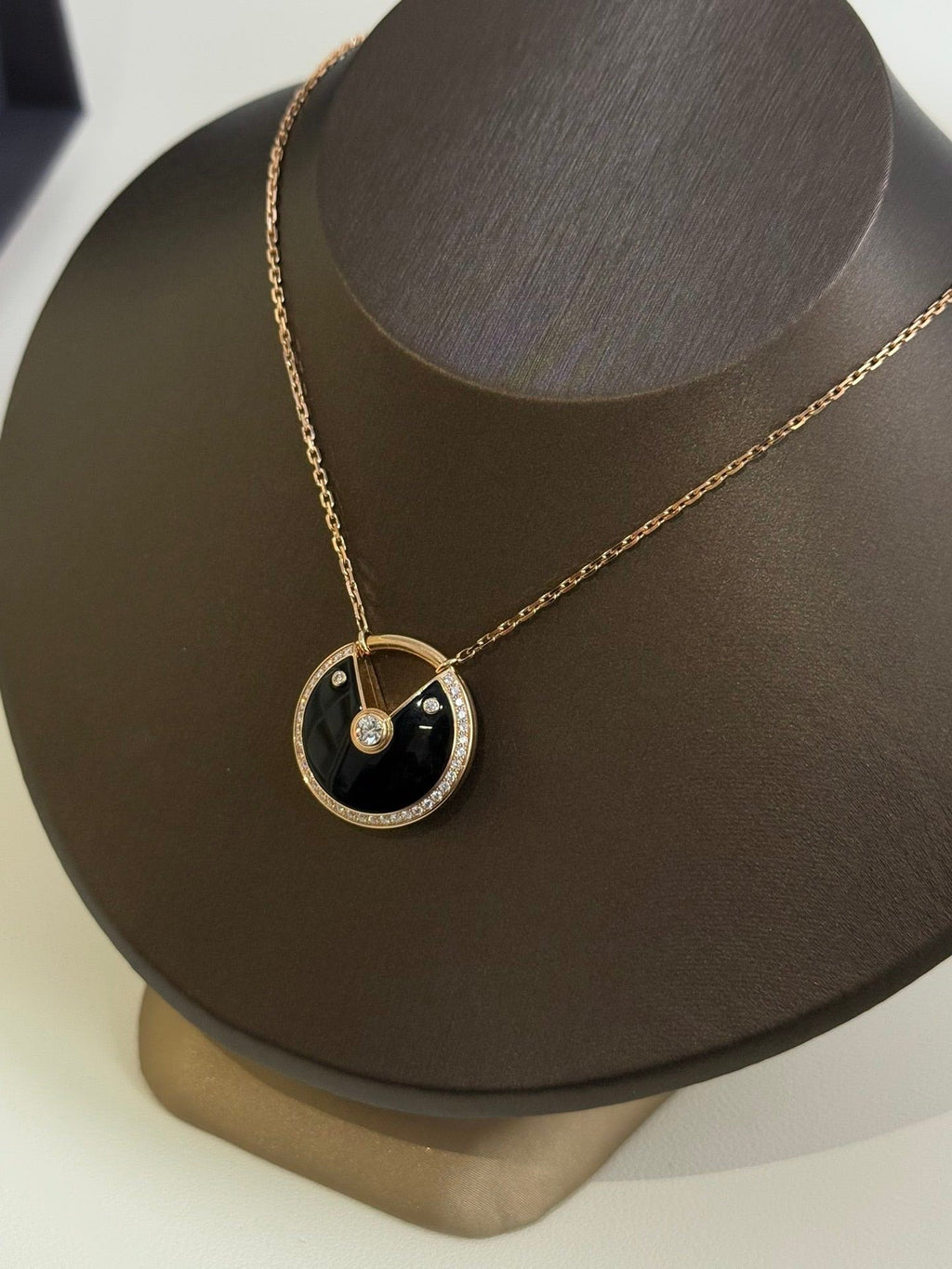 💕 Cartier Amulet Necklace XL, 18k RoseGold Onyx & Diamonds #16458