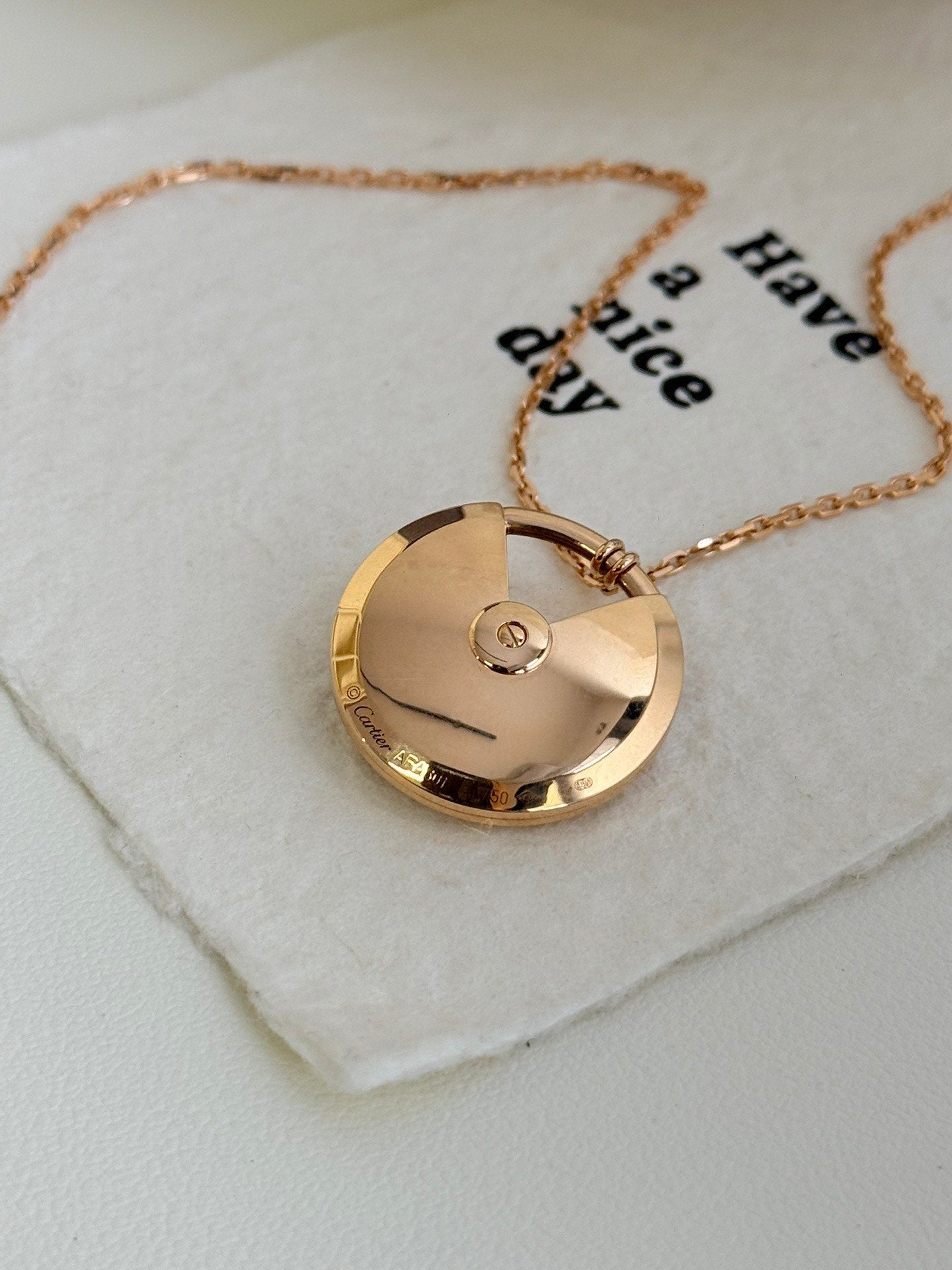 💕 Cartier Amulet Necklace XL, 18k RoseGold Onyx & Diamonds #16458