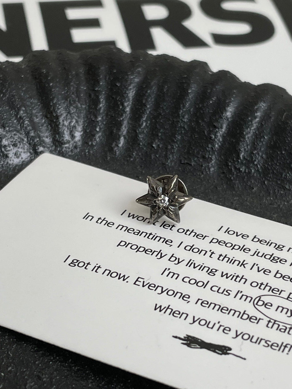 💕 Chrome Hearts Star Stud Earring, 925 Silver single Diamond #16328