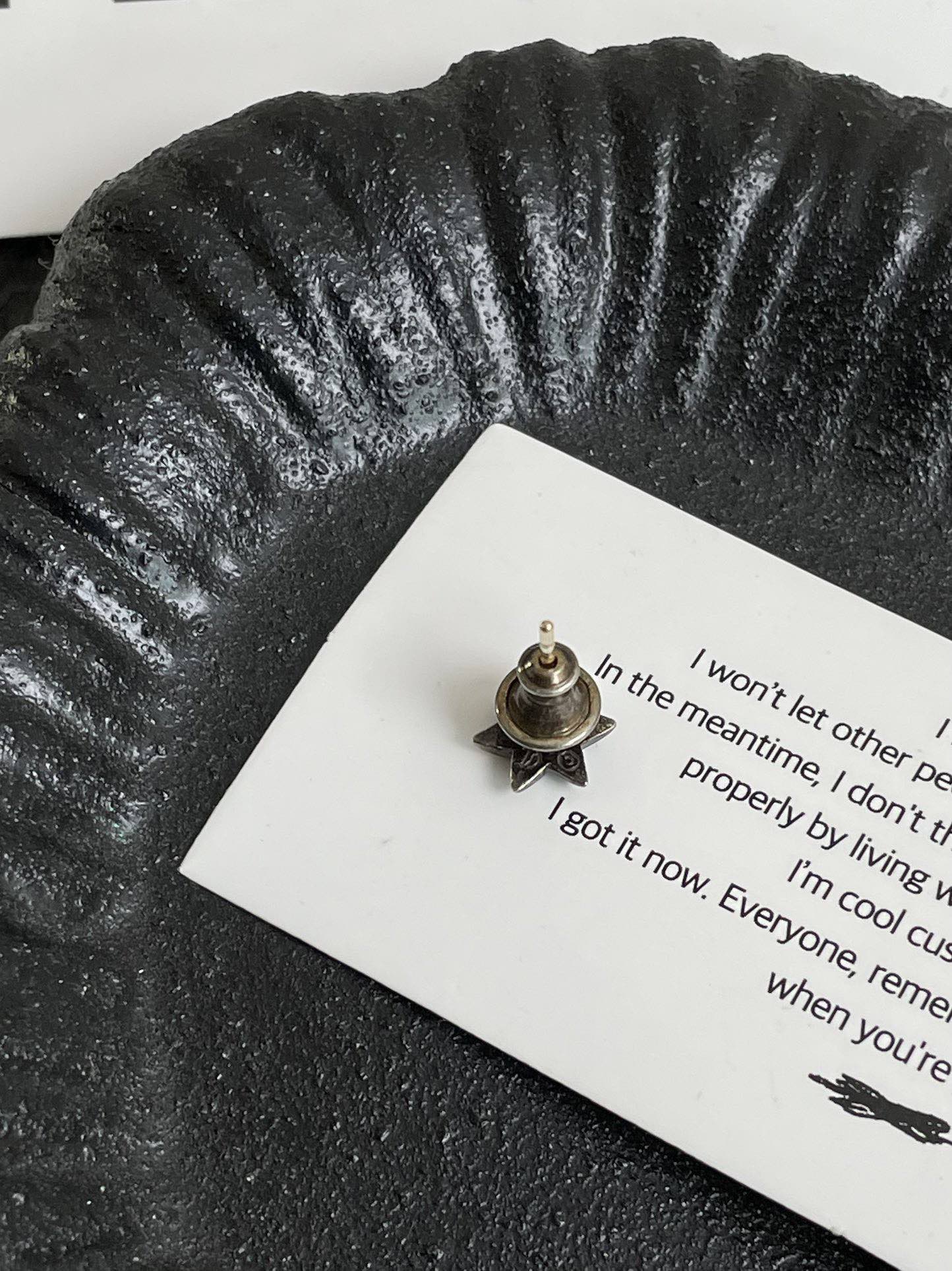 💕 Chrome Hearts Star Stud Earring, 925 Silver single Diamond #16328
