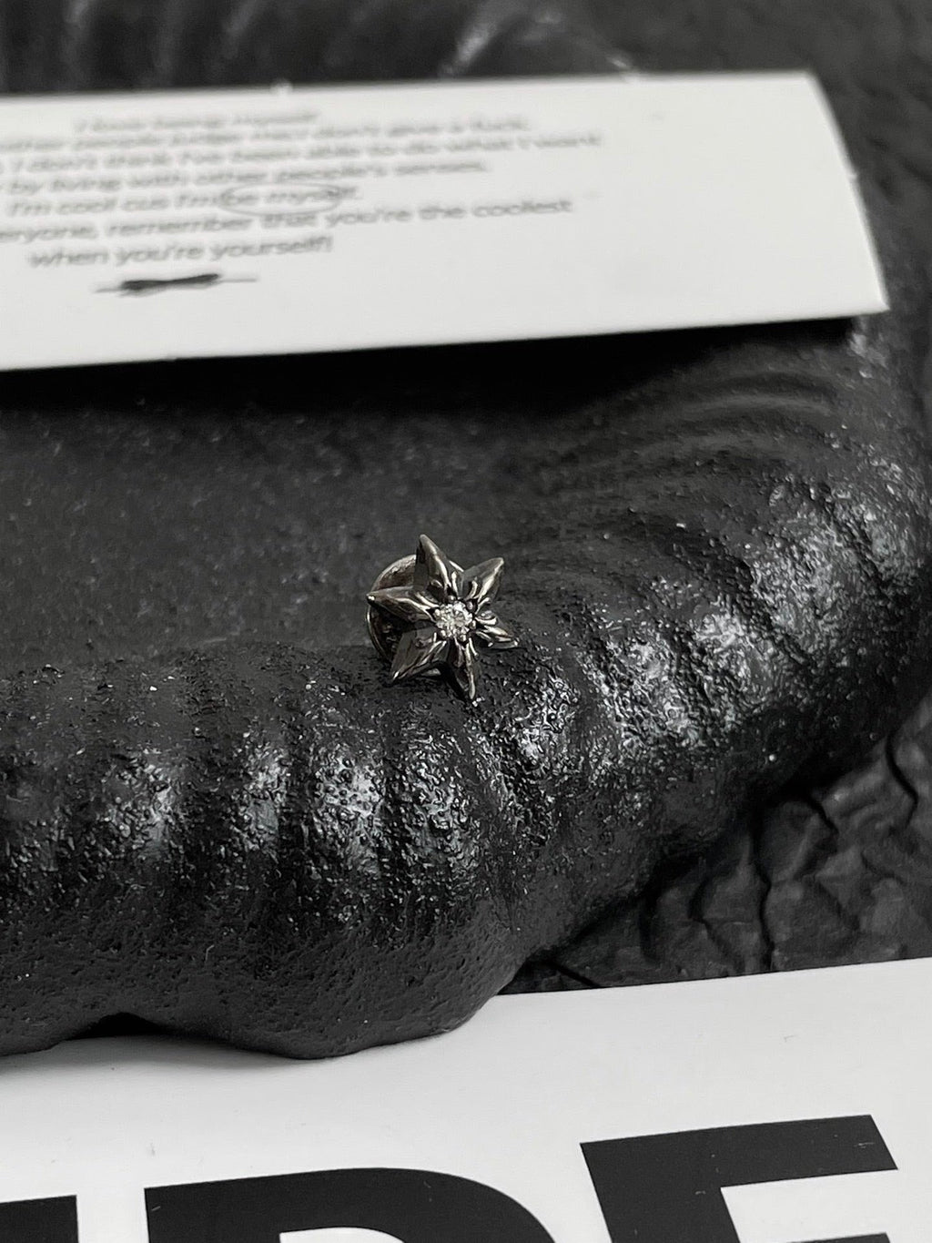 💕 Chrome Hearts Star Stud Earring, 925 Silver single Diamond #16328