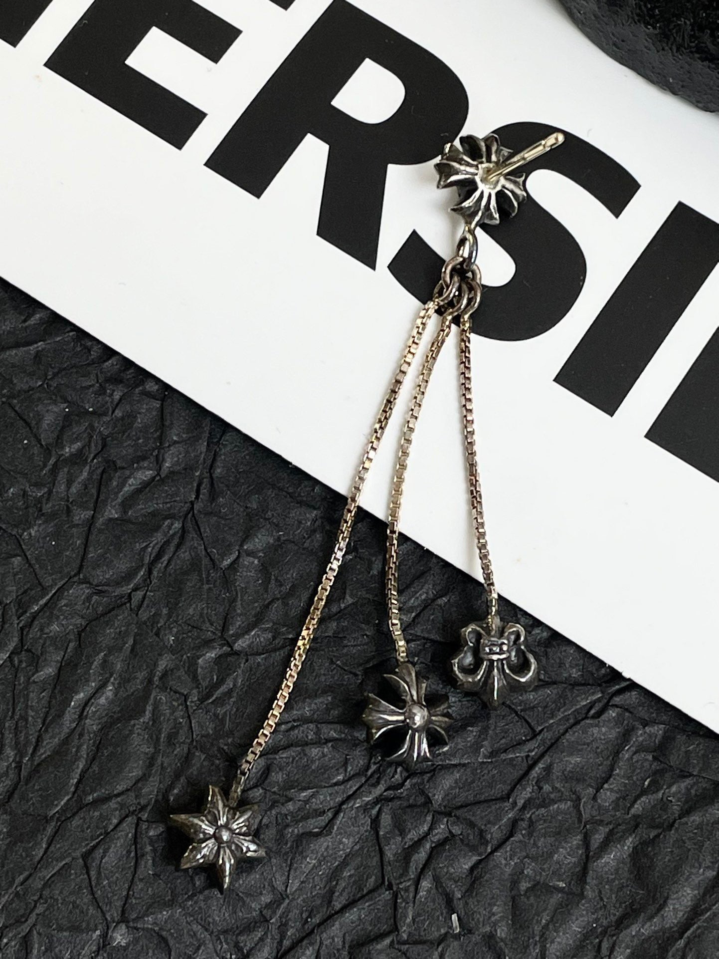 💕 Chrome Hearts JoJo Dangle Earring, 925 Silver #16320