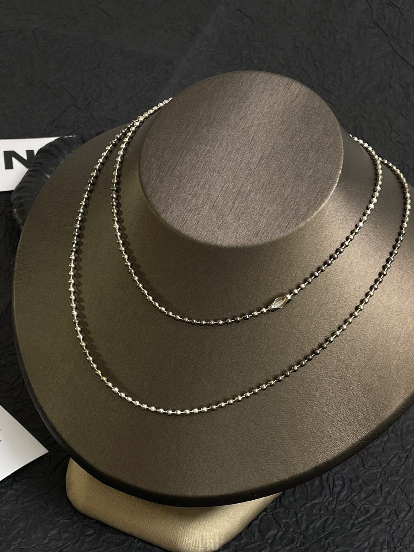 💕 Chrome Hearts Beads Necklace (74cm) 925 Silver #16500