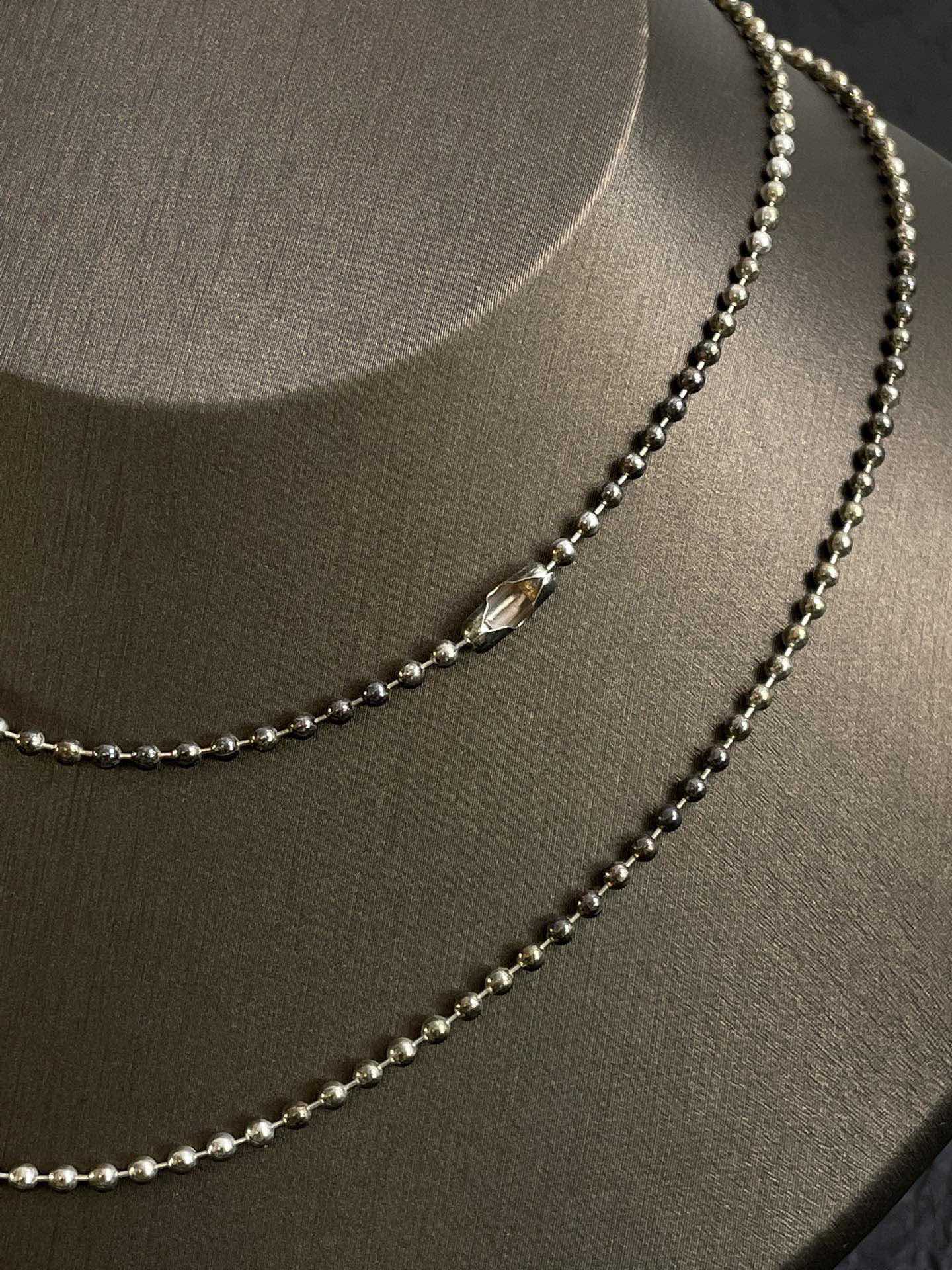 💕 Chrome Hearts Beads Necklace (74cm) 925 Silver #16500