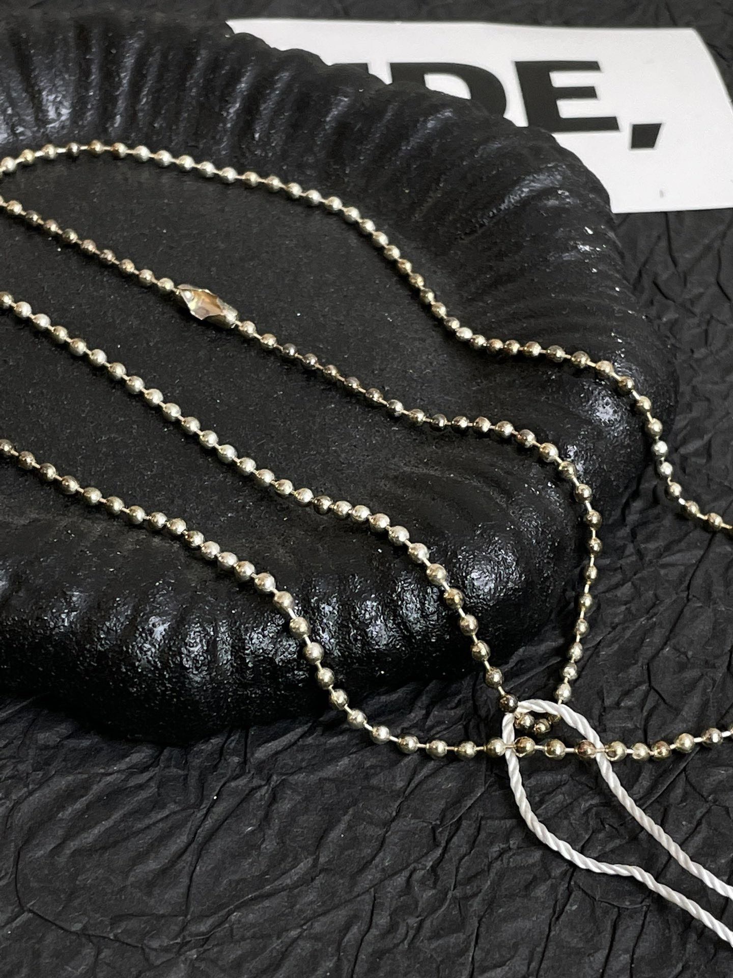💕 Chrome Hearts Beads Necklace (74cm) 925 Silver #16500