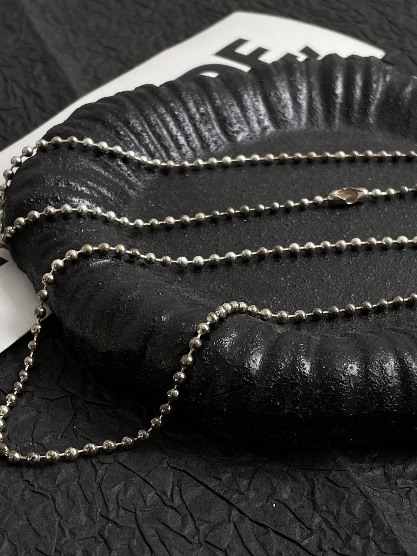💕 Chrome Hearts Beads Necklace (74cm) 925 Silver #16500