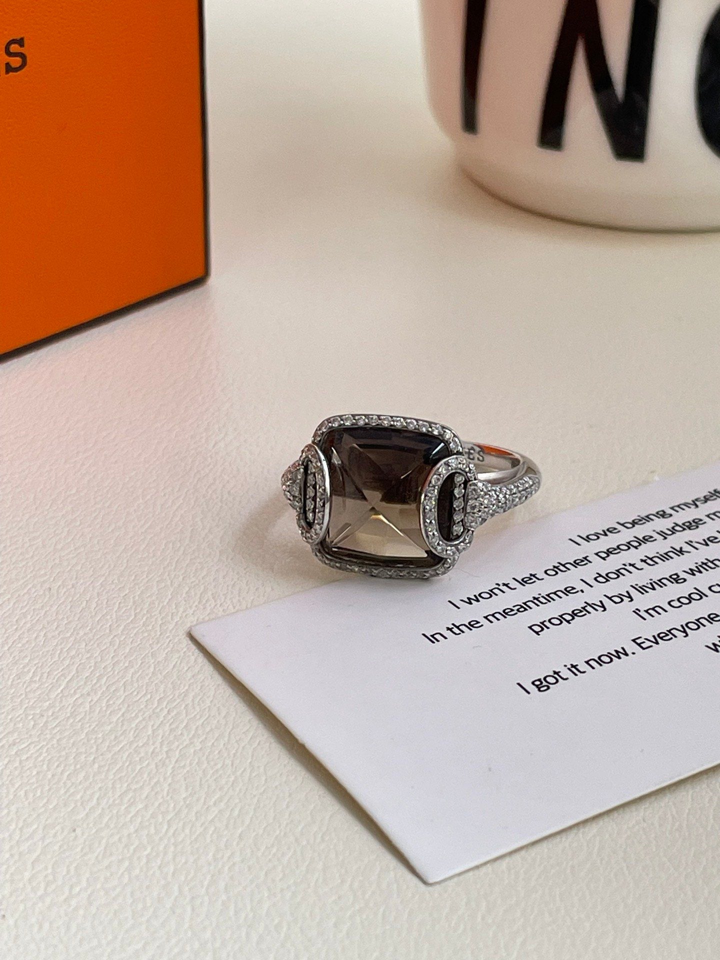💕 Hermes Deux Anneaux Ring (size 51) 18k White Gold #H0101