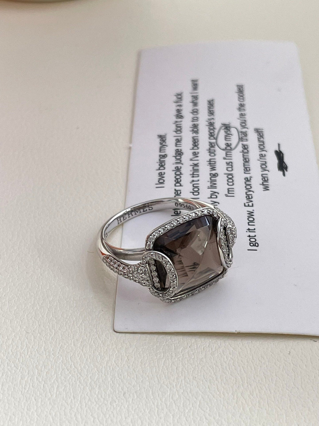 💕 Hermes Deux Anneaux Ring (size 51) 18k White Gold #H0101