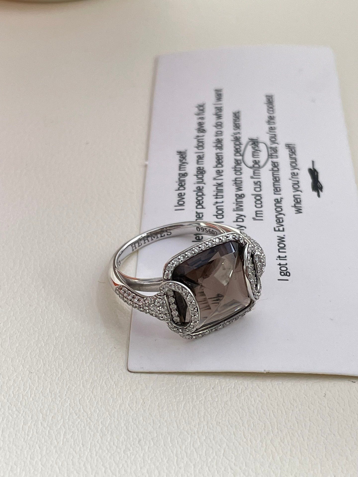 💕 Hermes Deux Anneaux Ring (size 51) 18k White Gold #H0101