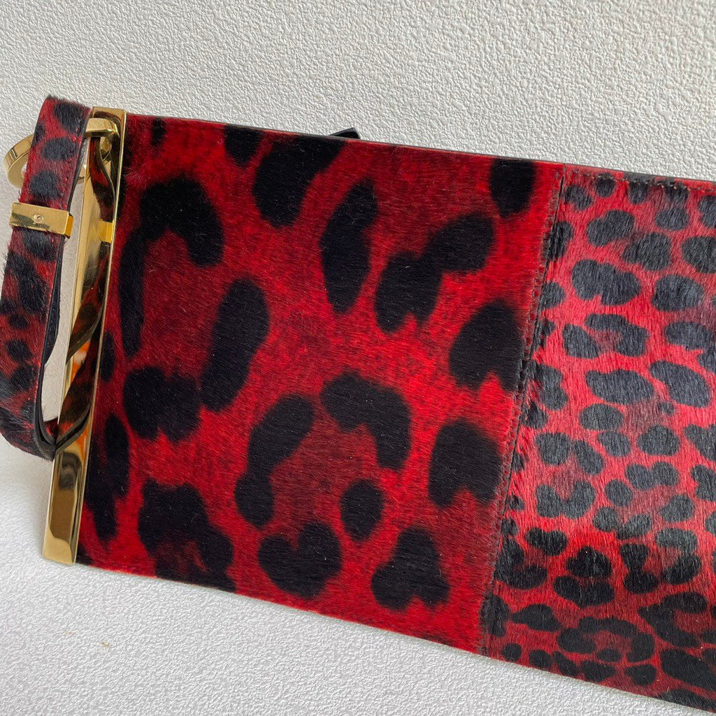 💕 Balenciaga Leopard Print Pony Hair Hand Pouch #16455