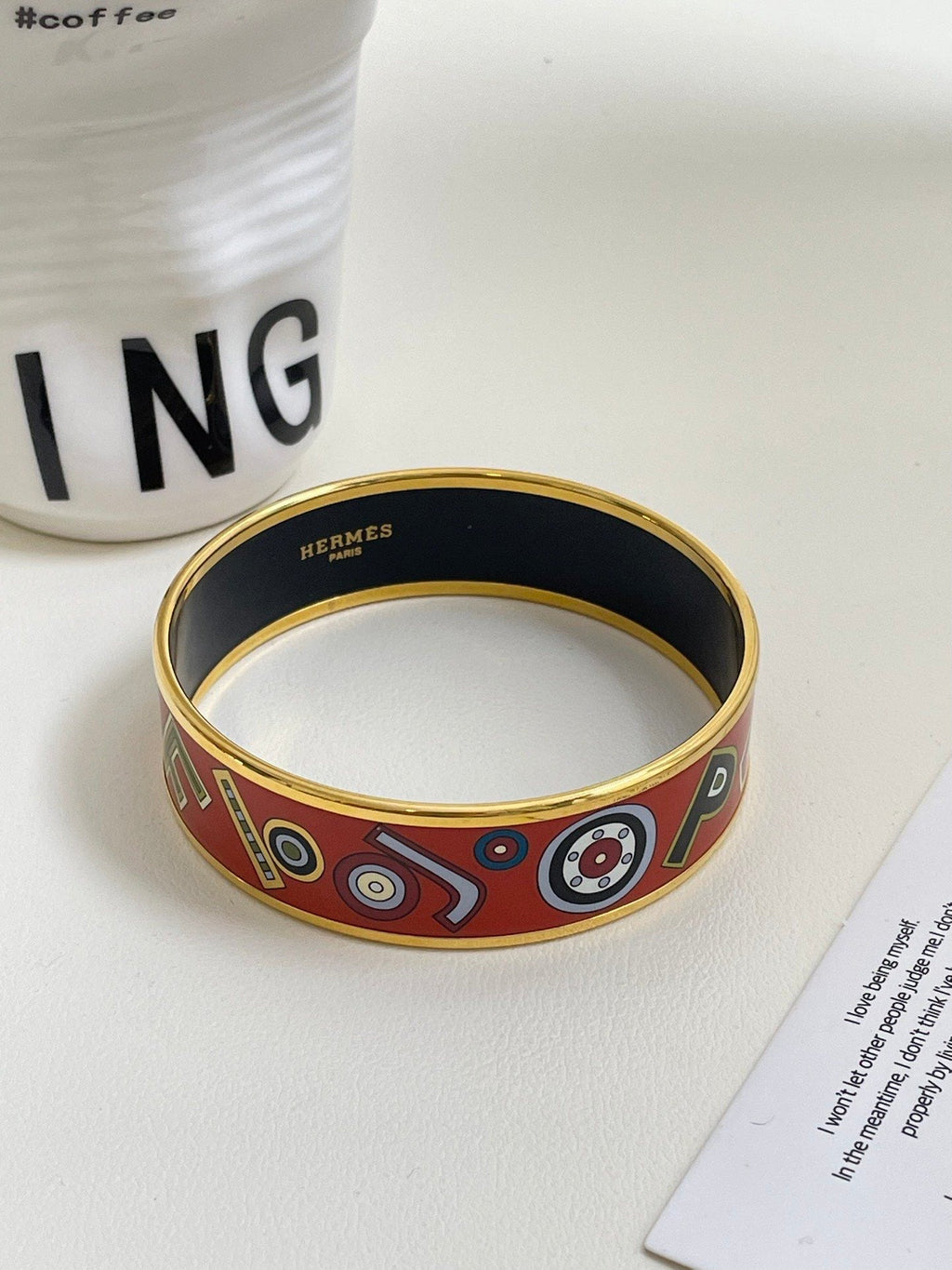 💕 Hermes Red Enamel Bangle (size 16) #16405