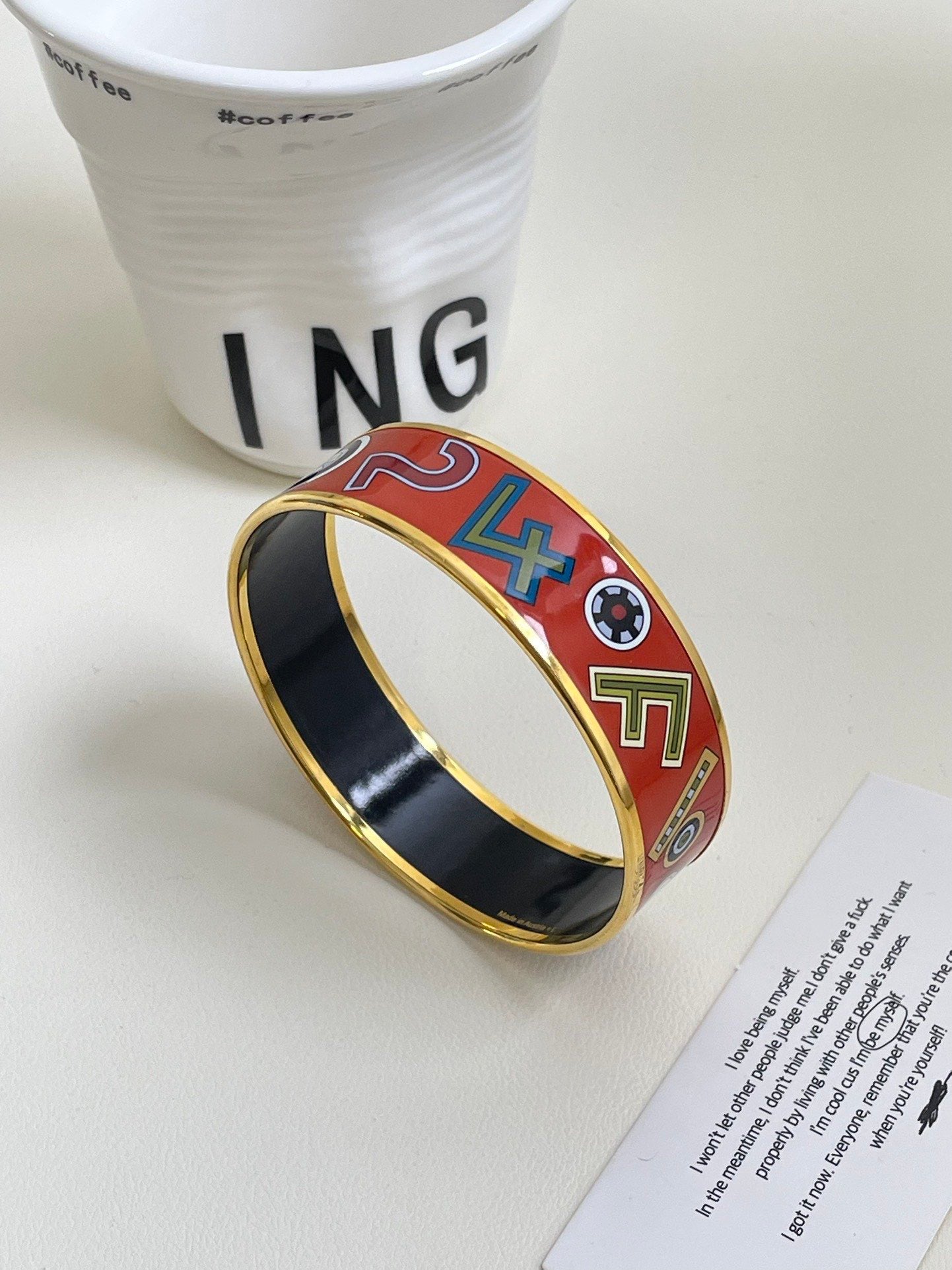💕 Hermes Red Enamel Bangle (size 16) #16405