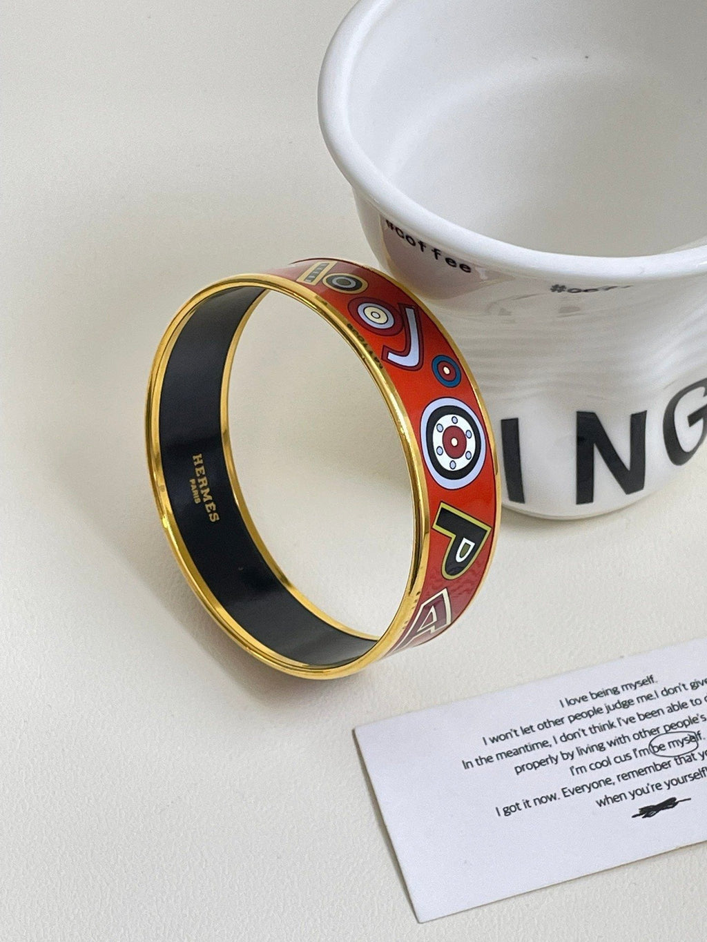 💕 Hermes Red Enamel Bangle (size 16) #16405