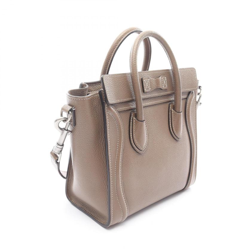 CELINE luggage nano shopper 2WAY Handbag leather Gray brown 1061290 - Condition B