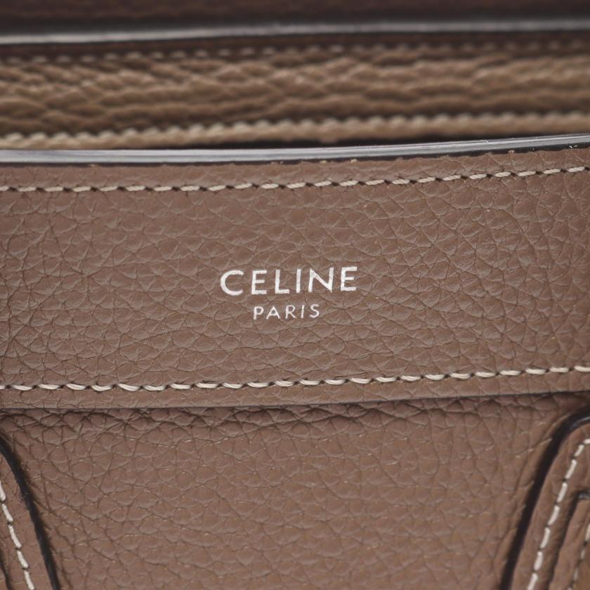 CELINE luggage nano shopper 2WAY Handbag leather Gray brown 1061290 - Condition B