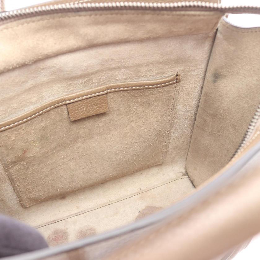 CELINE luggage nano shopper 2WAY Handbag leather Gray brown 1061290 - Condition B