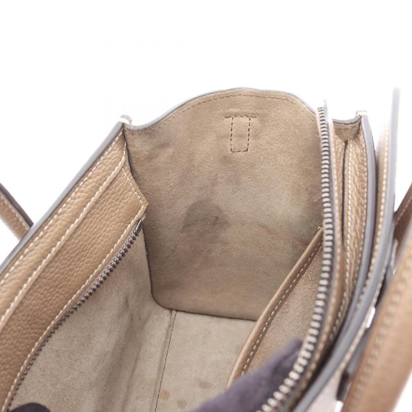 CELINE luggage nano shopper 2WAY Handbag leather Gray brown 1061290 - Condition B