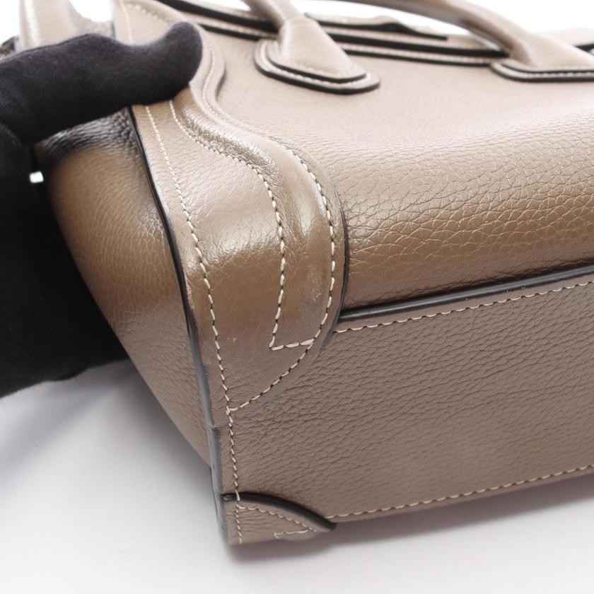 CELINE luggage nano shopper 2WAY Handbag leather Gray brown 1061290 - Condition B