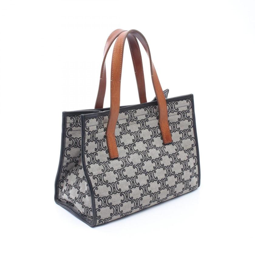 CELINE paris macadam Handbag tote bag canvas leather black Brown 1064276 - Condition B