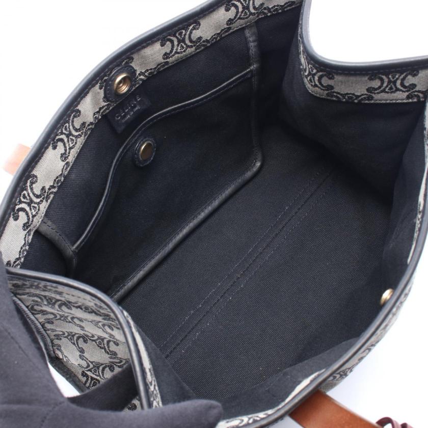 CELINE paris macadam Handbag tote bag canvas leather black Brown 1064276 - Condition B
