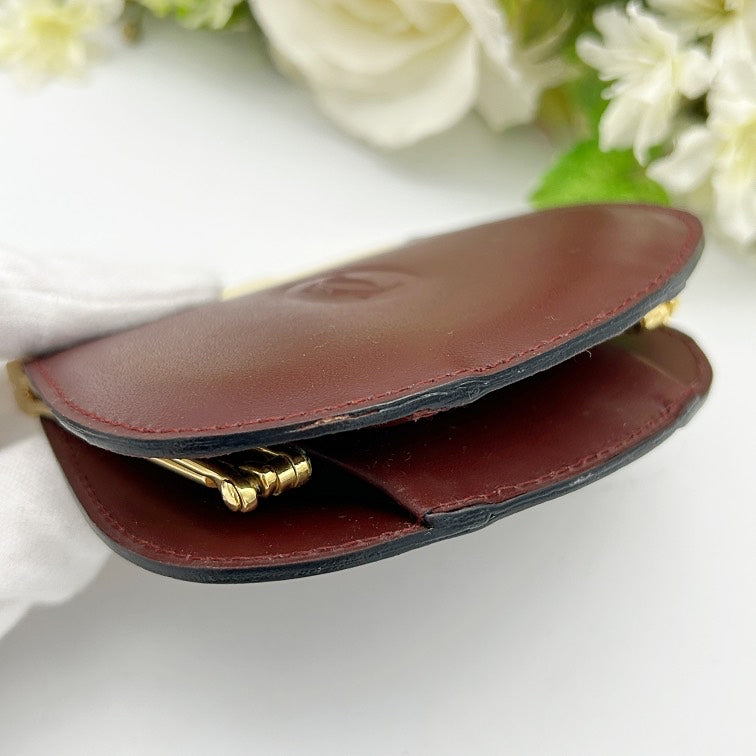 Cartier Must de Cartier Bordeaux Leather Kiss Lock Coin Purse ca0909kc