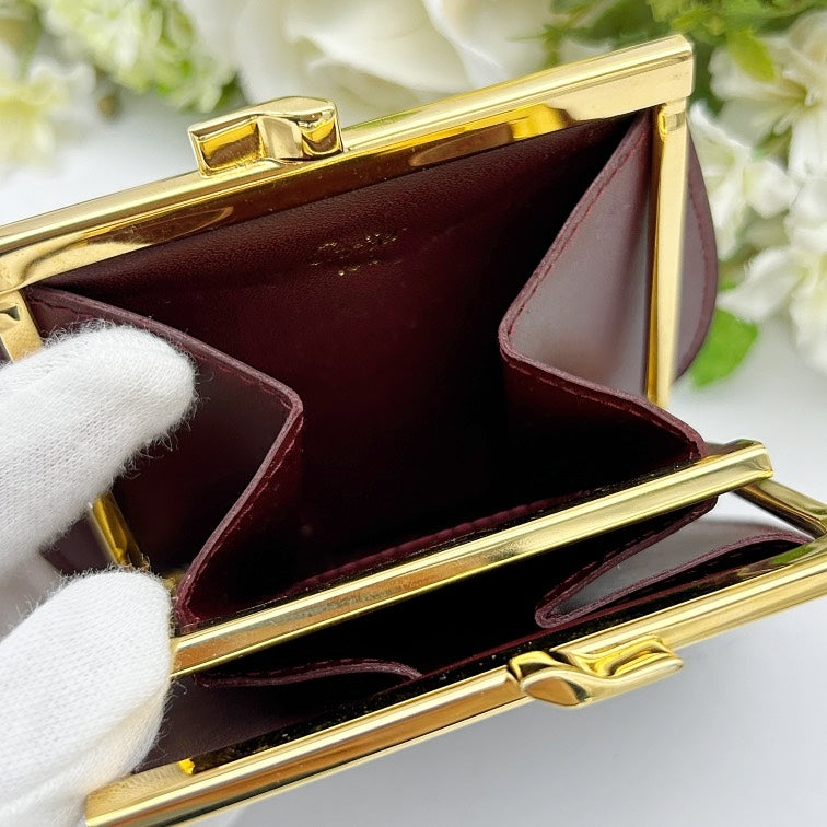 Cartier Must de Cartier Bordeaux Leather Kiss Lock Coin Purse ca0909kc
