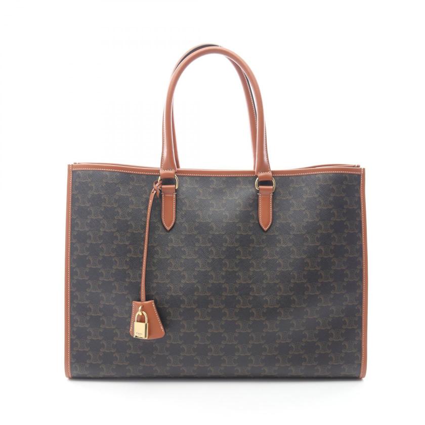   CELINE horizontal Hippopotamus Triomphe Handbag tote bag PVC leather black Brown 1066431 - Condition A.