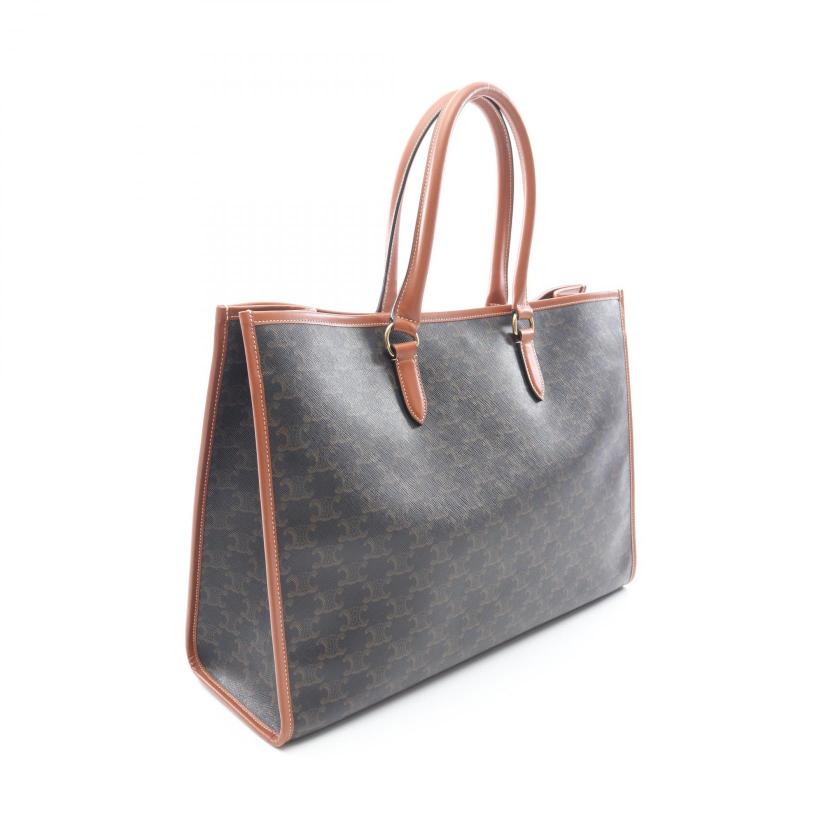 CELINE horizontal Hippopotamus Triomphe Handbag tote bag PVC leather black Brown 1066431 - Condition A