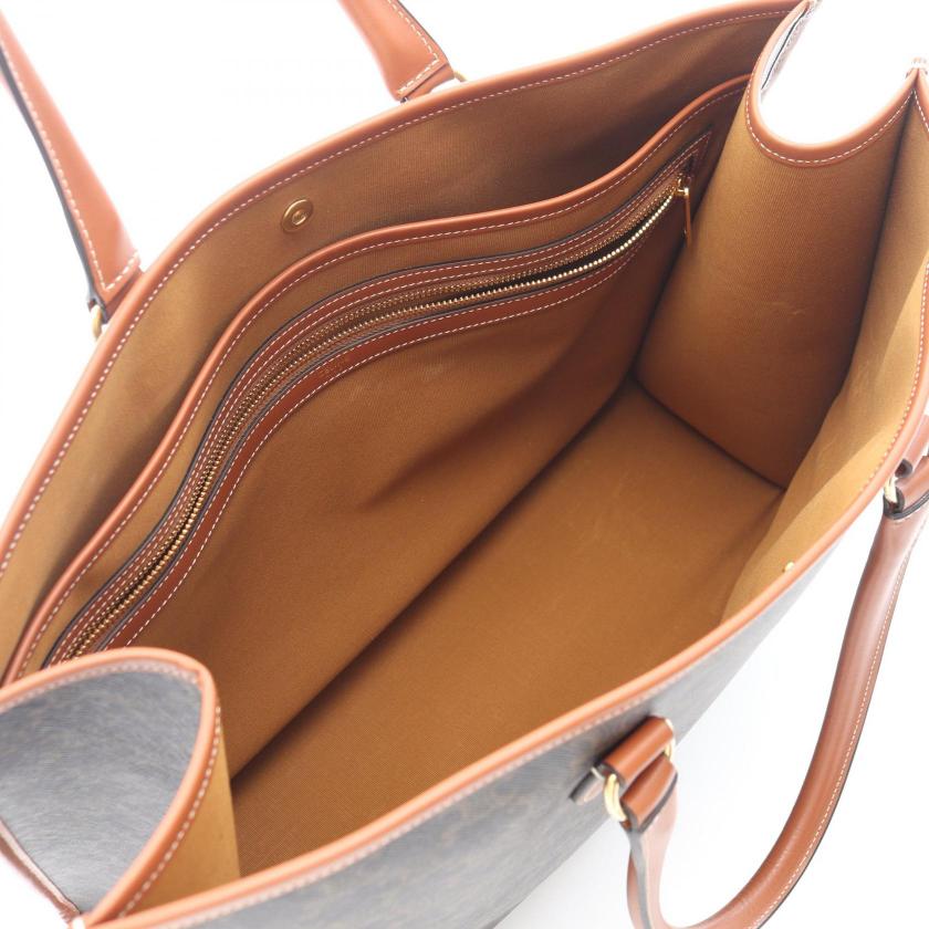 CELINE horizontal Hippopotamus Triomphe Handbag tote bag PVC leather black Brown 1066431 - Condition A