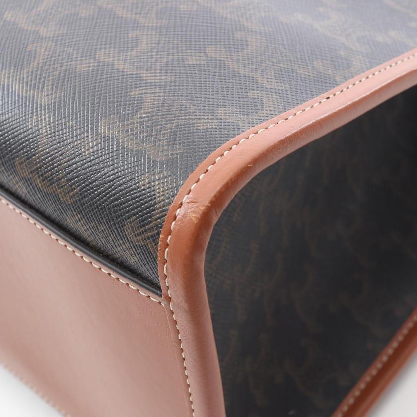 CELINE horizontal Hippopotamus Triomphe Handbag tote bag PVC leather black Brown 1066431 - Condition A
