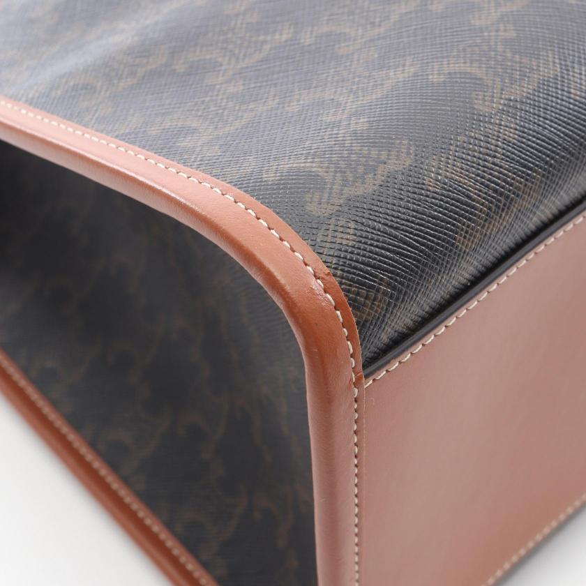 CELINE horizontal Hippopotamus Triomphe Handbag tote bag PVC leather black Brown 1066431 - Condition A