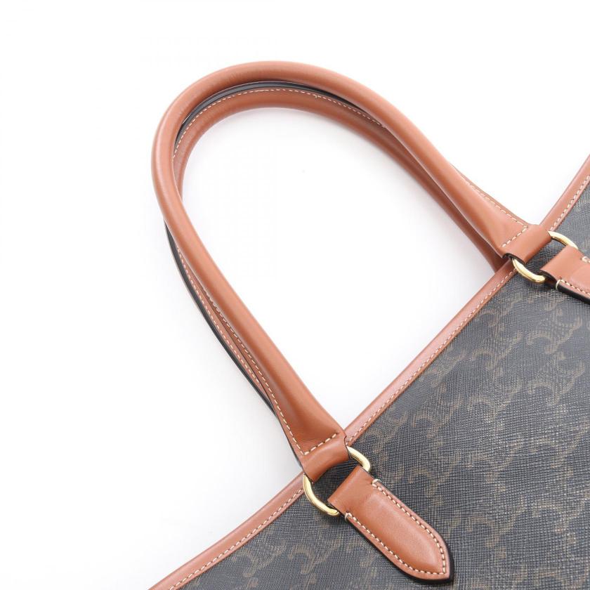 CELINE horizontal Hippopotamus Triomphe Handbag tote bag PVC leather black Brown 1066431 - Condition A