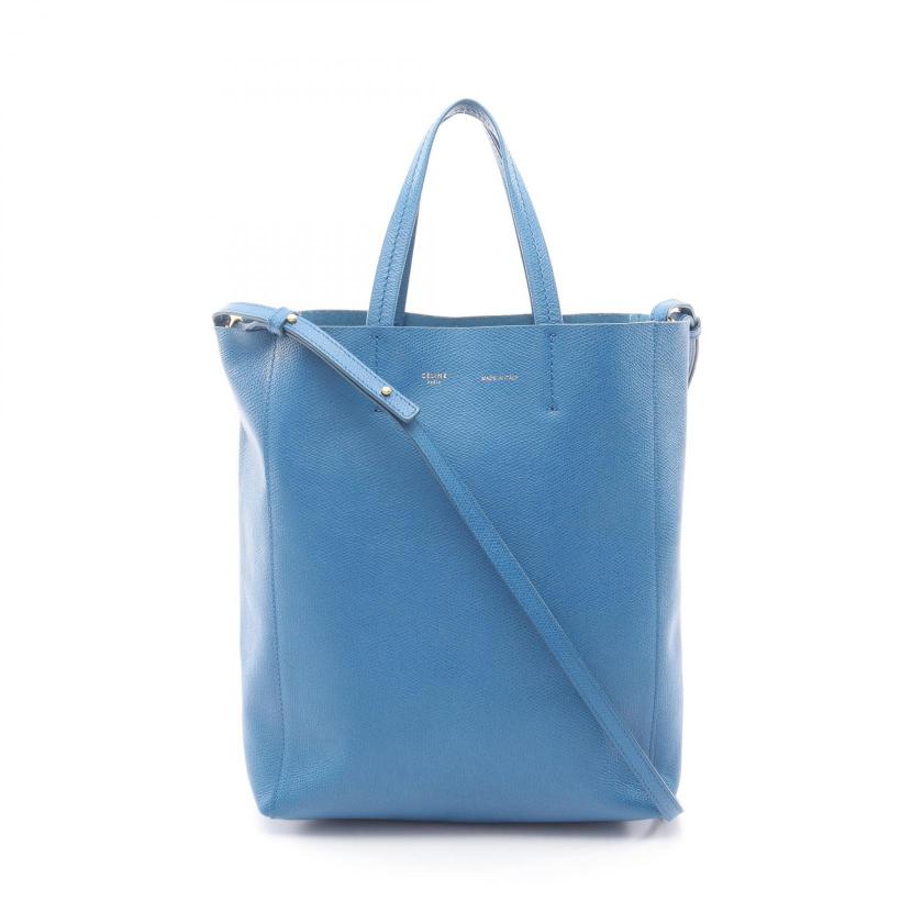 CELINE Vertical Small Hippopotamus 2WAY Handbag tote bag leather blue 1064287 - Condition B