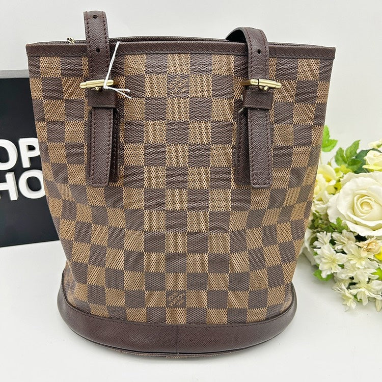 Louis Vuitton Damier Ebene Marais Bucket Shoulder Bag AJ598