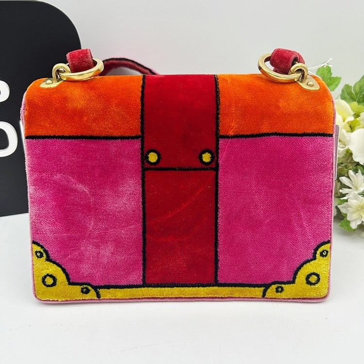 PRADA Cahier Trompe l'oeil Velvet Shoulder Bag AI643