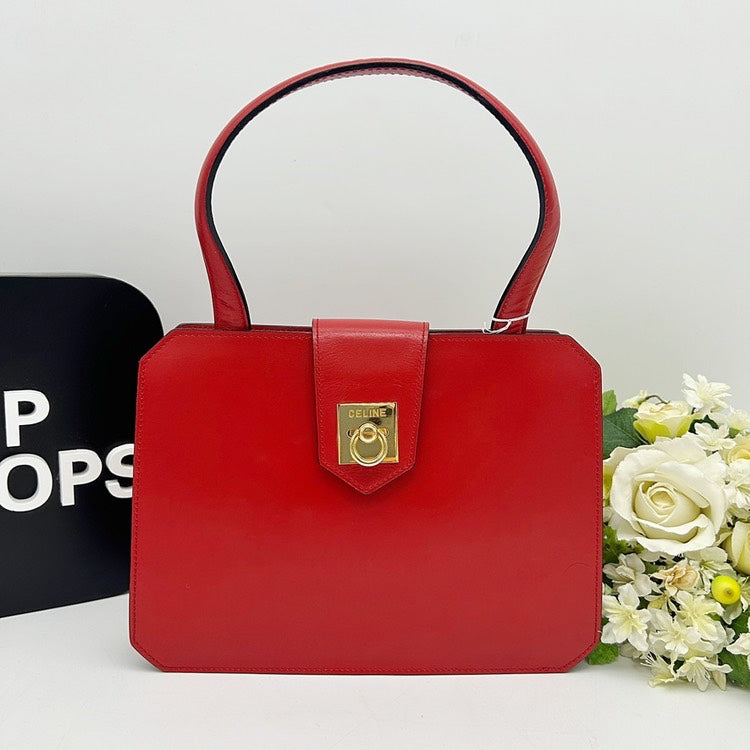 CELINE Vintage Ring Gancini Top Handle Bag AI840.